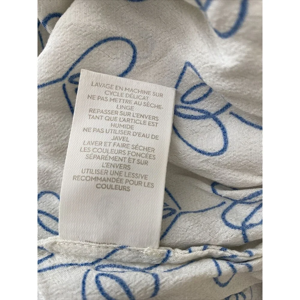 Boden Victoria Ivory Blue Climbing Vines Heart Print Top Blouse Size US 4 - Picture 7 of 10